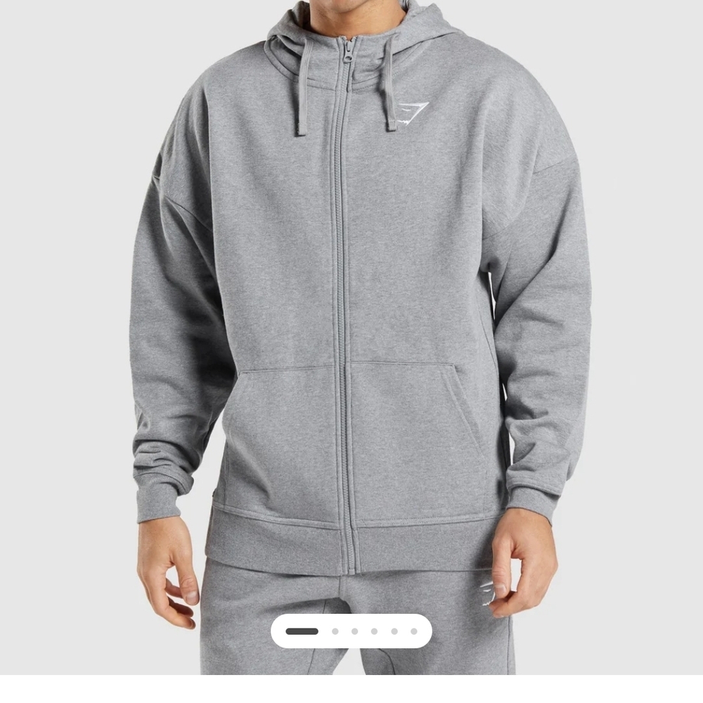 Gymshark Mens Small Essential Gray Zip Up Hoodie